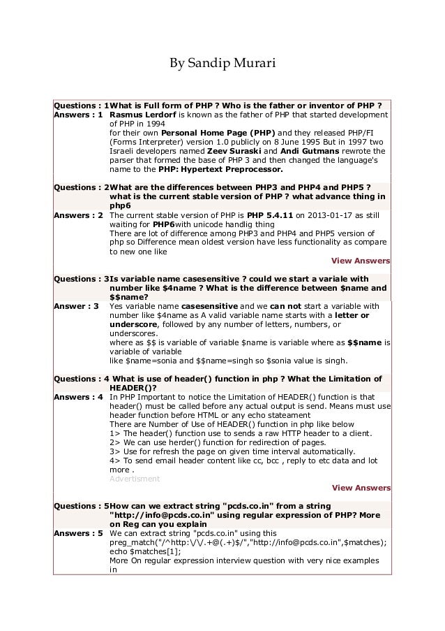 Php Interview Questions Pdf